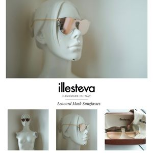 Illesteva Leonard Mask Sunglasses Rimless frame Tribeca Gold made Italy